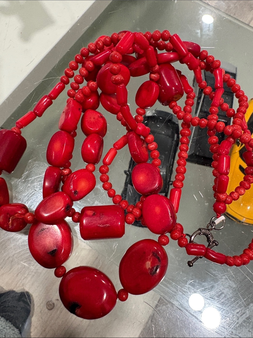 Coral Multi 3 Strand Necklace vintage